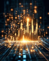 business success winner, Stock Market Business Success Winner, Business Success Winner with Futuristic Financial Charts and Golden Glow, futuristic financial charts rising