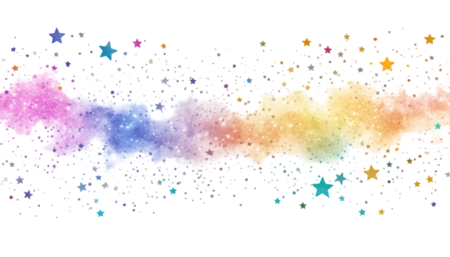 Rainbow Stardust Galaxy Background Image on transparent background