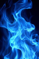Dancing Flames, Vibrant Blue Fire Abstract on Dark Background With Copy Space, Abstract Background