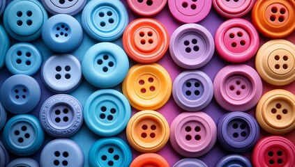 Fototapeta premium Colorful collection of various buttons in a detailed and vibrant display. Generative AI