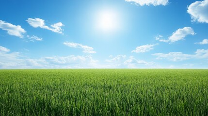 Fototapeta premium A bright, sunny meadow with soft focus and ample blank space in the center for text digital