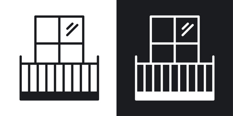 Balcony icons pack in solid style