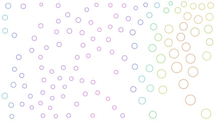 A scattered pattern of overlapping circles in soft pastel colors on a white background, creating a whimsical, abstract design.