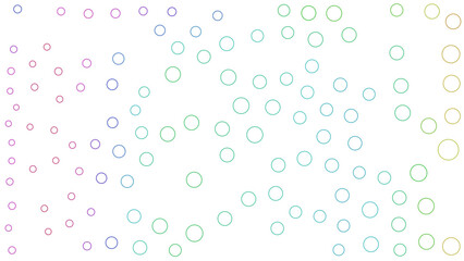 A soft, abstract pattern of colorful circles in pastel hues scattered across a white background.