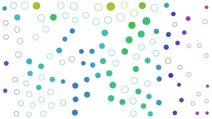 A vibrant pattern of overlapping circles in shades of blue, green, and purple, creating a dynamic and abstract composition.