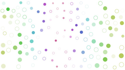 A vibrant pattern of overlapping circles in pastel shades of green, purple, and pink on a light background, creating a whimsical design.