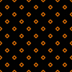 Repeating pattern of orange diamond shapes on a solid black background, creating a bold and striking design.