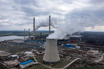 Aerial view of thermal power plant Maritsa East 2 Stara Zagora Region, Bulgaria