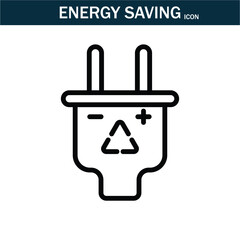 Obraz premium Energy saving outline stroke icon. editable stroke icon. Contains such Icons as Energy Costs, Burn, Eco Friendly Power and more. Vector illustration. EPS10.