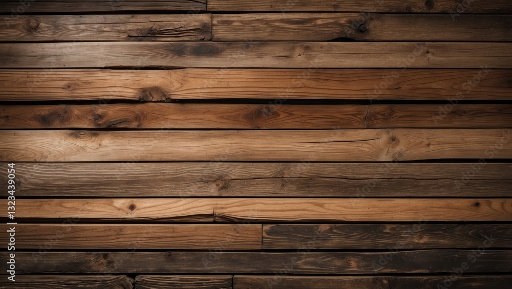 Poster rustic wooden backdrop featuring horizontal planks in rich brown tones, showcasing unique textures a