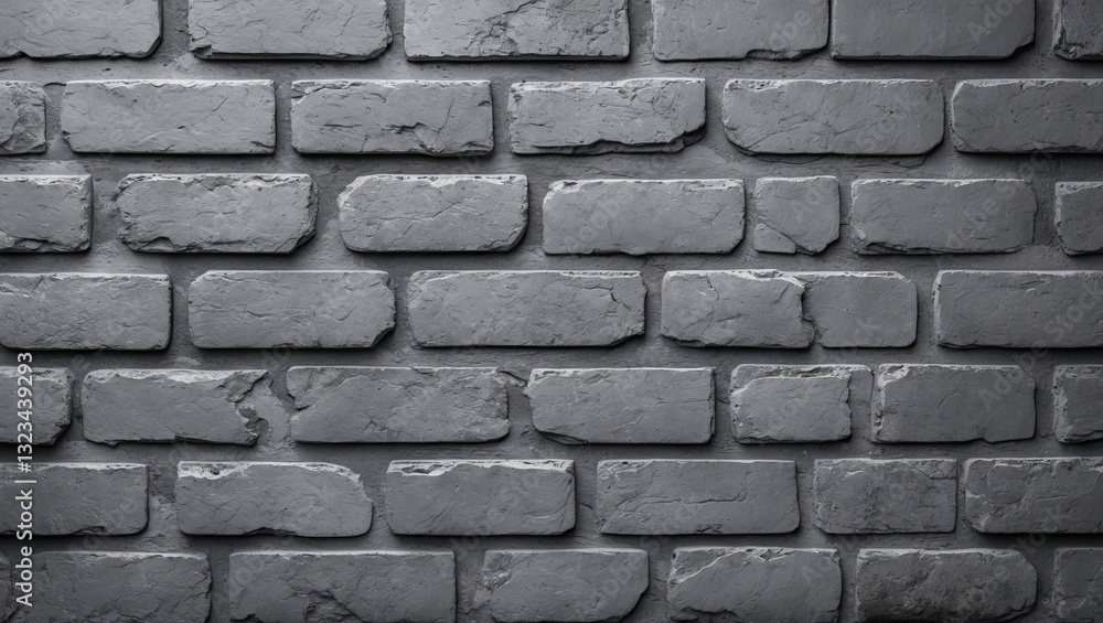 Leinwandbilder grey brick wall texture backdrop with uniform dark grey bricks arranged in a staggered pattern creat