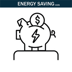 Energy saving outline stroke icon. editable stroke icon. Contains such Icons as Energy Costs, Burn, Eco Friendly Power and more. Vector illustration. EPS10.