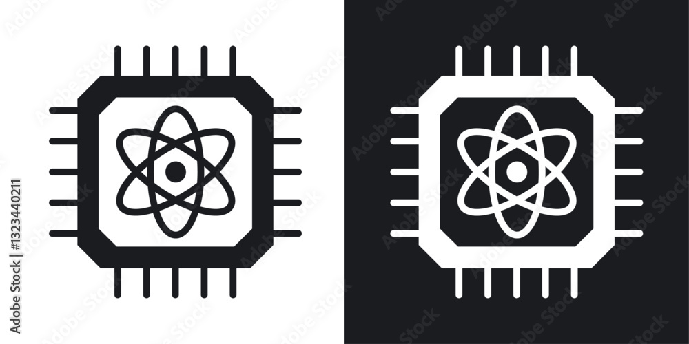 Aufkleber quantum computing icons pack in solid style