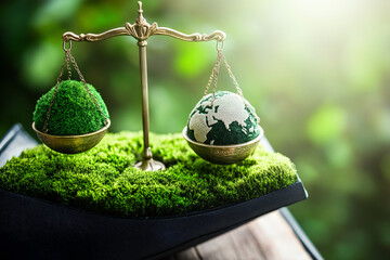 International environment Law. climate regulation concept. law principles of sustainable environmental conservation. environmental protection