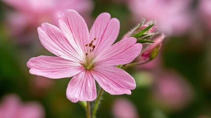 Obraz premium Close-up of pink flower with blurred green background