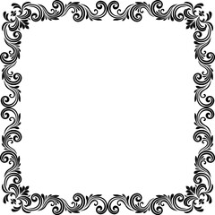 A filigree heraldic crest motif floral pattern border frame. Original design in a vintage style.