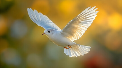 Obraz premium A Graceful White Bird in Flight Against a Soft Background