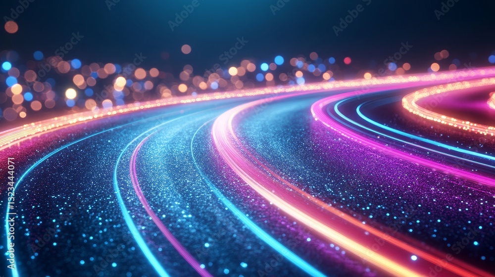 Aufkleber abstract background with light trails and bokeh effect, dynamic energy in vibrant colors