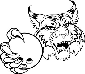 A wildcat or bobcat ten pin bowling ball animal sports team mascot