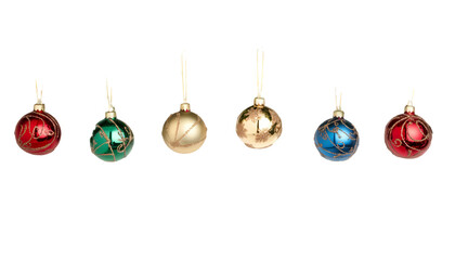 Mini Christmas Ornaments 6Pack Set on transparent background