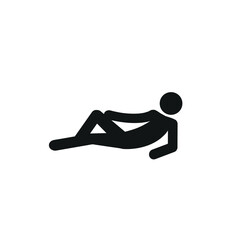 stick a man is lying, leaning on his arm, resting, a pictogram of a human figure, a flat vector illustration on a white background