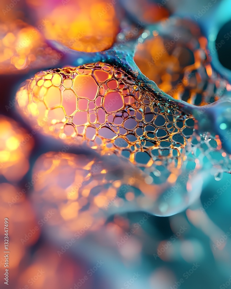 Poster visually striking abstract representation of cellular showcasing vibrant energy patterns