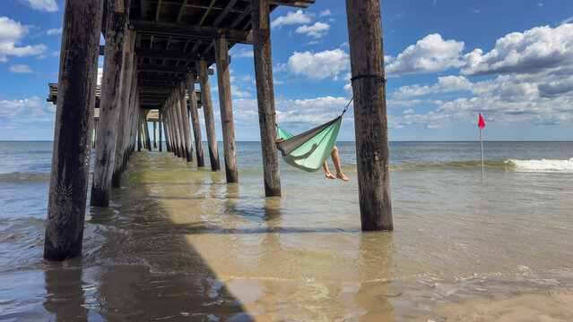 Fototapeta Ocean City New Jersey Beach Hammock on pier 