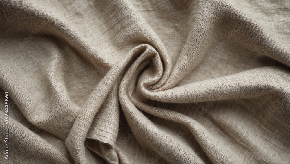 Poster neutral beige fabric texture with soft wrinkles and folds creating an elegant background with ample 