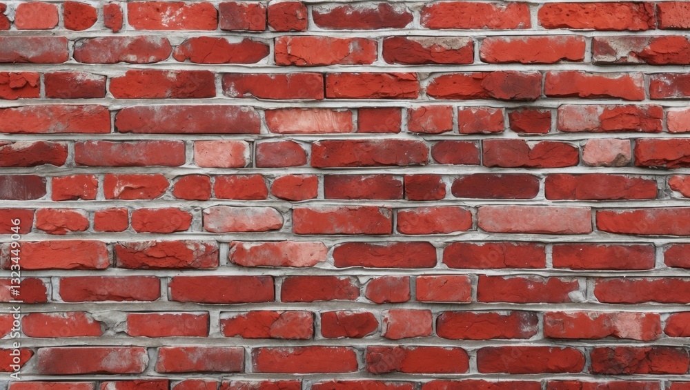 Poster horizontal textured red brick wall background featuring a mix of dark and light red bricks with visi