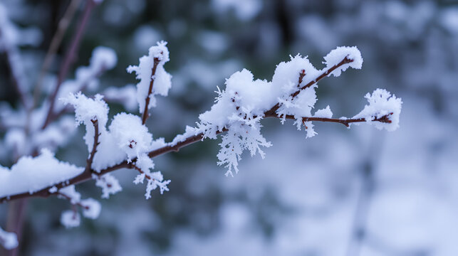 Snowflakes congealed on the branches.