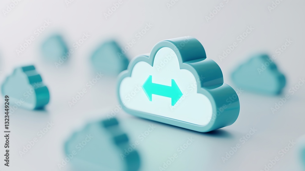 Aufkleber modern cloud icon with arrows indicating data transfer on a soft background for technology themes