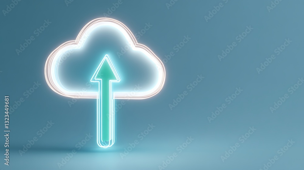 Poster modern cloud symbol with arrow design for uploading data and digital connectivity in technology conc