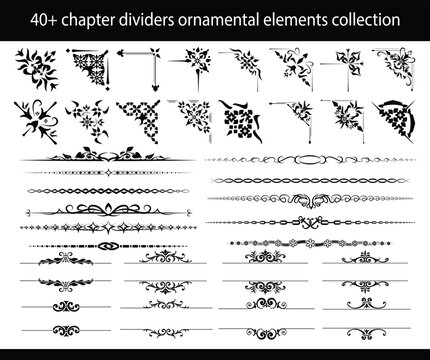 chapter dividers ornamental elements collection, ornate, decoration, vintage, vector, book, elegant, design, collection, illustration, invitation, wedding, decorative, border, retro, divider, element,