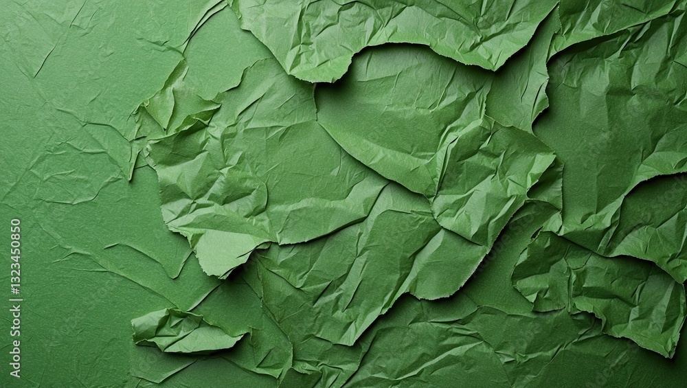 Leinwandbilder textured green kraft paper background featuring crumpled layers, with deep green tones and ample spa