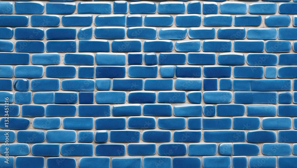 Poster blue textured tile background featuring various shades of blue bricks arranged in a staggered patter