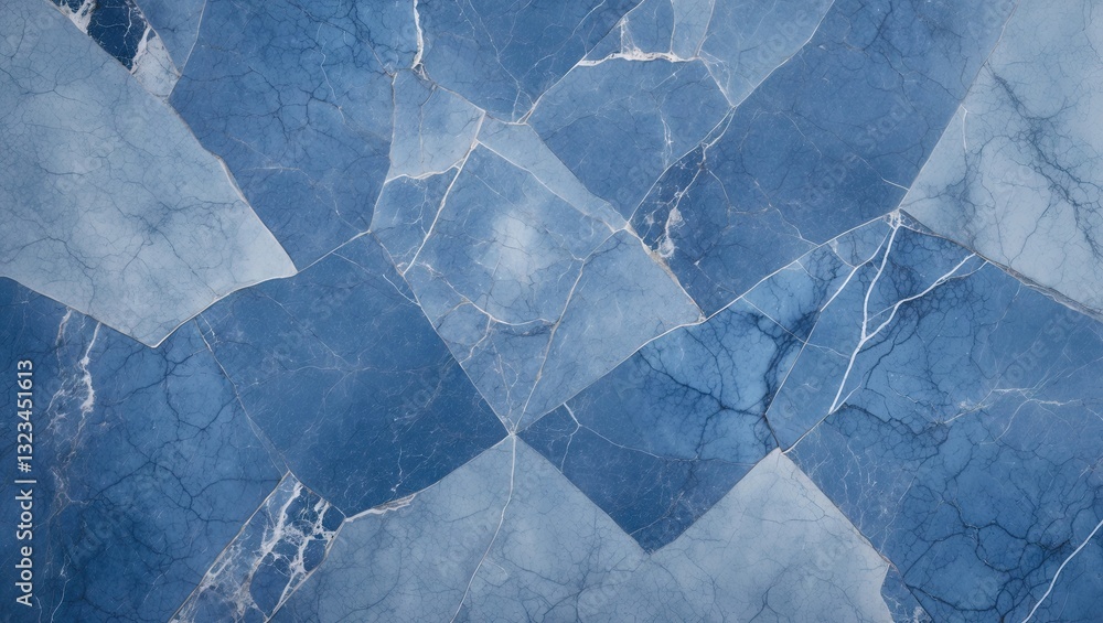 Aufkleber Blue marble texture featuring soft gray-white vein patterns with varying shades of blue, arranged in a seamless tile layout.