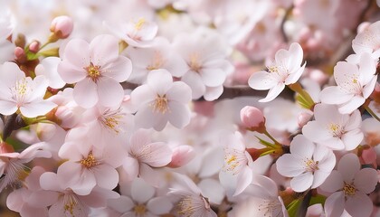 Obraz premium Spring-inspired full-frame composition of cherry blossoms, creating a gentle and airy floral background. Perfect for seasonal designs, invitations, and nature-themed projects