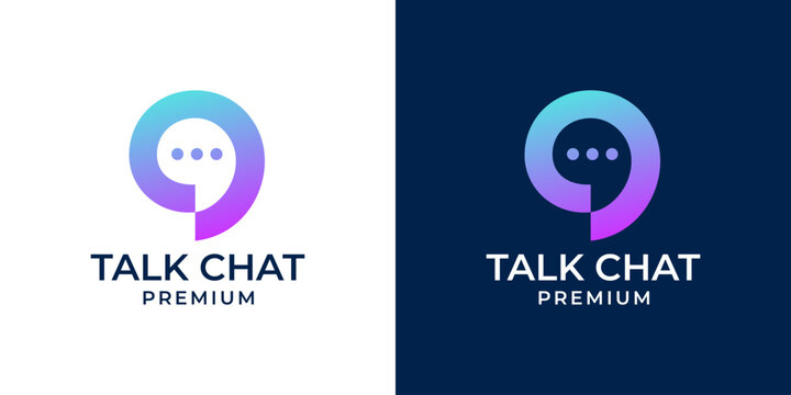 Smart chat logo with abstract brain icon symbol. Creative modern chat logo design vector template. Simple chat talk logo design for business, technology, education.