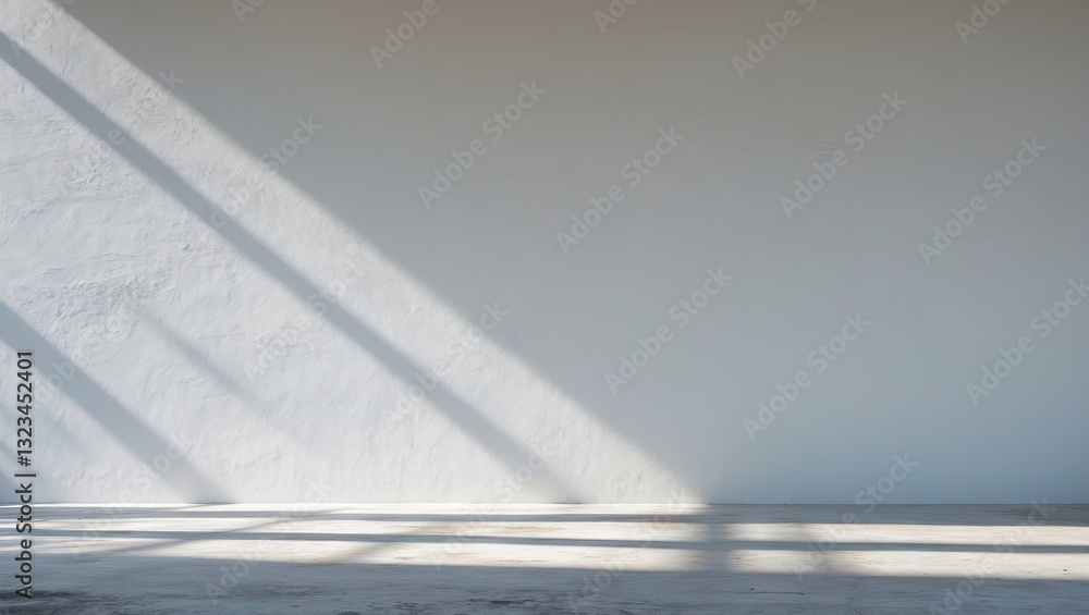 Aufkleber soft gray shadows cast diagonally across a clean white wall backdrop with a smooth floor beneath, cr