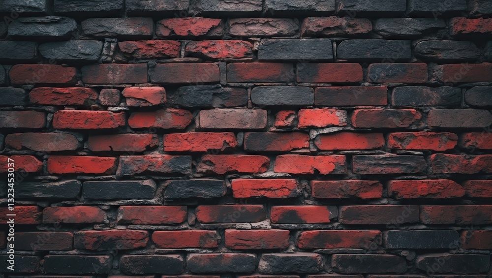 Leinwandbilder vintage red brick wall texture with dark and moody tones featuring a mix of deep reds and blacks. ho
