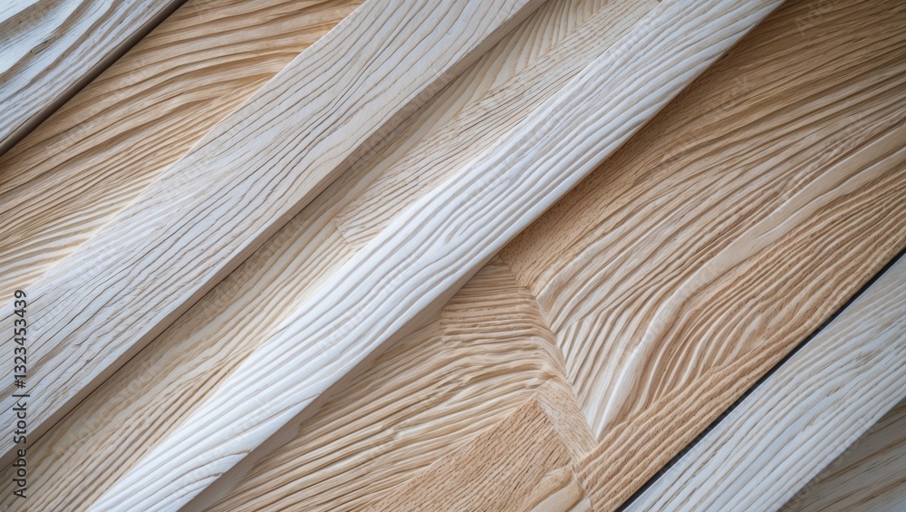 Leinwandbilder diagonal layers of bleached oak veneer showcasing light cream and white tones with textured wood gra
