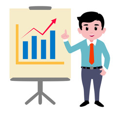 illustration flat of a manager presenting a graphic increase