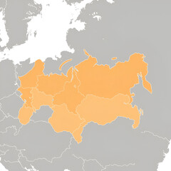 Obraz premium Karte von Russland - Orange (detailliert)