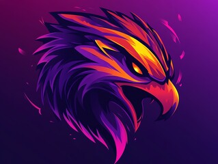 Fototapeta premium Fiery Eagle Head: A vibrant, stylized mascot design