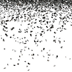 Falling silver confetti, isolated on transparent background