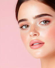 Fototapeta premium Beautiful woman with flawless, natural makeup