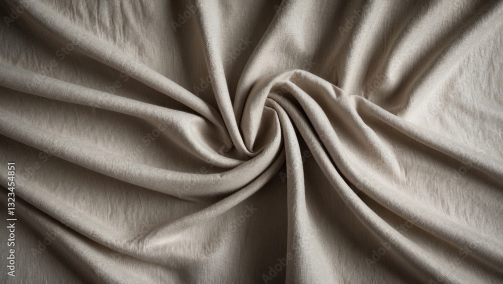 Poster Soft beige fabric texture backdrop with gently flowing folds and subtle sheen, creating a warm and inviting atmosphere for design projects.