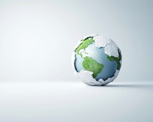 Fototapeta premium Earth Globe with Crumpled Paper Texture on a Minimalist Background