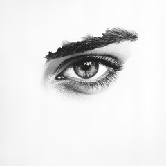 Intriguing Eye Black  White Stipple Art