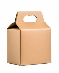 Beige cardboard food takeout container with handles